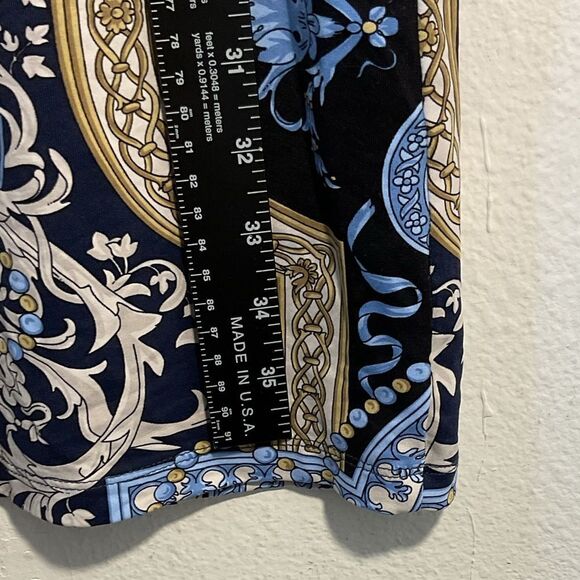 J McLaughlin Ladies Sheath Dress Small Blue Yellow White Print Catalina Knit - Picture 7 of 10